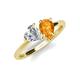 4 - Sasha GIA Certified Heart Shape Diamond & Pear Shape Citrine Stone Duo Ring 