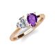 4 - Sasha IGI Certified Heart Shape Lab Grown Diamond & Pear Shape Amethyst Stone Duo Ring 