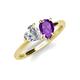 4 - Sasha IGI Certified Heart Shape Lab Grown Diamond & Pear Shape Amethyst Stone Duo Ring 