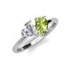 4 - Sasha IGI Certified Heart Shape Lab Grown Diamond & Pear Shape Peridot Stone Duo Ring 