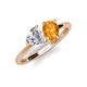 4 - Sasha IGI Certified Heart Shape Lab Grown Diamond & Pear Shape Citrine Stone Duo Ring 