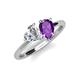 4 - Sasha Heart Shape Forever One Moissanite & Pear Shape Amethyst 2 Stone Duo Ring 