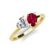 4 - Sasha Heart Shape Forever One Moissanite & Pear Shape Lab Created Ruby 2 Stone Duo Ring 