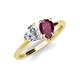 4 - Sasha Heart Shape Forever One Moissanite & Pear Shape Rhodolite Garnet 2 Stone Duo Ring 