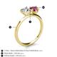 5 - Sasha IGI Certified Heart Shape Lab Grown Diamond & Pear Shape Rhodolite Garnet Stone Duo Ring 