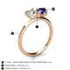 5 - Sasha Heart Shape Forever One Moissanite & Pear Shape Lab Created Blue Sapphire 2 Stone Duo Ring 