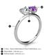 5 - Sasha Heart Shape Forever Brilliant Moissanite & Pear Shape Amethyst 2 Stone Duo Ring 