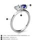 5 - Sasha Heart Shape Forever Brilliant Moissanite & Pear Shape Lab Created Blue Sapphire 2 Stone Duo Ring 
