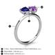 5 - Sasha Heart Shape Lab Created Blue Sapphire & Pear Shape Amethyst 2 Stone Duo Ring 