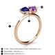 5 - Sasha Heart Shape Lab Created Blue Sapphire & Pear Shape Amethyst 2 Stone Duo Ring 