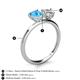 5 - Sasha Heart Shape Blue Topaz & Pear Shape Forever Brilliant Moissanite 2 Stone Duo Ring 