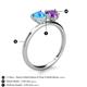 5 - Sasha Heart Shape Blue Topaz & Pear Shape Amethyst 2 Stone Duo Ring 
