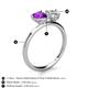 5 - Sasha GIA Certified Pear Shape Diamond & Heart Shape Amethyst 2 Stone Duo Ring 
