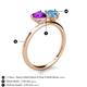 5 - Sasha Heart Shape Amethyst & Pear Shape Blue Topaz 2 Stone Duo Ring 