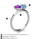5 - Sasha Heart Shape Amethyst & Pear Shape Blue Topaz 2 Stone Duo Ring 