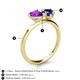 5 - Sasha Heart Shape Amethyst & Pear Shape Lab Created Blue Sapphire 2 Stone Duo Ring 