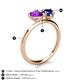 5 - Sasha Heart Shape Amethyst & Pear Shape Lab Created Blue Sapphire 2 Stone Duo Ring 