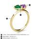 5 - Sasha Heart Shape Lab Created Emerald & Pear Shape Amethyst 2 Stone Duo Ring 