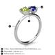 5 - Sasha Heart Shape Peridot & Pear Shape Lab Created Blue Sapphire 2 Stone Duo Ring 