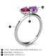 5 - Sasha Heart Shape Rhodolite Garnet & Pear Shape Amethyst 2 Stone Duo Ring 