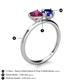 5 - Sasha Heart Shape Rhodolite Garnet & Pear Shape Lab Created Blue Sapphire 2 Stone Duo Ring 