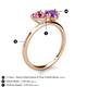 5 - Sasha Heart Shape Pink Tourmaline & Pear Shape Amethyst 2 Stone Duo Ring 