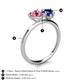 5 - Sasha Heart Shape Pink Tourmaline & Pear Shape Lab Created Blue Sapphire 2 Stone Duo Ring 
