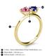 5 - Sasha Heart Shape Pink Tourmaline & Pear Shape Lab Created Blue Sapphire 2 Stone Duo Ring 
