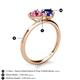 5 - Sasha Heart Shape Pink Tourmaline & Pear Shape Lab Created Blue Sapphire 2 Stone Duo Ring 