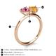 5 - Sasha Heart Shape Pink Tourmaline & Pear Shape Citrine 2 Stone Duo Ring 