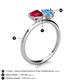 5 - Sasha Heart Shape Lab Created Ruby & Pear Shape Blue Topaz 2 Stone Duo Ring 