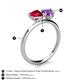 5 - Sasha Heart Shape Lab Created Ruby & Pear Shape Amethyst 2 Stone Duo Ring 
