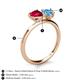 5 - Sasha Heart Shape Lab Created Ruby & Pear Shape Blue Topaz 2 Stone Duo Ring 
