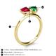 5 - Sasha Heart & Pear Shape Created Ruby & Created Emerald 2 Stone Duo Ring 