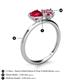 5 - Sasha Heart Shape Lab Created Ruby & Pear Shape Pink Tourmaline 2 Stone Duo Ring 