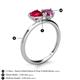 5 - Sasha Heart Shape Lab Created Ruby & Pear Shape Rhodolite Garnet 2 Stone Duo Ring 
