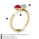 5 - Sasha Heart Shape Lab Created Ruby & Pear Shape Aquamarine 2 Stone Duo Ring 