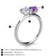 5 - Sasha Heart Shape Lab Created White Sapphire & Pear Shape Amethyst 2 Stone Duo Ring 