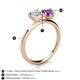 5 - Sasha Heart Shape Lab Created White Sapphire & Pear Shape Amethyst 2 Stone Duo Ring 