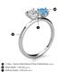 5 - Sasha Heart Shape Lab Created White Sapphire & Pear Shape Blue Topaz 2 Stone Duo Ring 