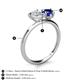 5 - Sasha Heart & Pear Shape Created White Sapphire & Created Blue Sapphire 2 Stone Duo Ring 