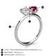5 - Sasha Heart & Pear Shape Created White Sapphire & Created Ruby 2 Stone Duo Ring 
