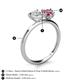 5 - Sasha Heart Shape Lab Created White Sapphire & Pear Shape Pink Tourmaline 2 Stone Duo Ring 