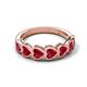 5 - Taanvi 2.52 ctw Lab Created Ruby Heart Shape (4.00 mm) 7 Stone Demi Wedding Band 