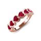 4 - Taanvi 2.52 ctw Lab Created Ruby Heart Shape (4.00 mm) 7 Stone Demi Wedding Band 