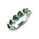 4 - Taanvi 1.47 ctw Lab Created Emerald Heart Shape (4.00 mm) 7 Stone Demi Wedding Band 
