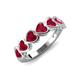 4 - Taanvi 2.52 ctw Lab Created Ruby Heart Shape (4.00 mm) 7 Stone Demi Wedding Band 