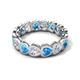5 - Trisha 4.24 ctw Heart Shape Natural Diamond & Blue Topaz (4.00 mm) Eternity Band 