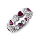 4 - Trisha 4.31 ctw Heart Shape Natural Diamond & Rhodolite Garnet (4.00 mm) Eternity Band 
