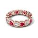 5 - Trisha 4.52 ctw Heart Shape Natural Diamond & Lab Created Ruby (4.00 mm) Eternity Band 